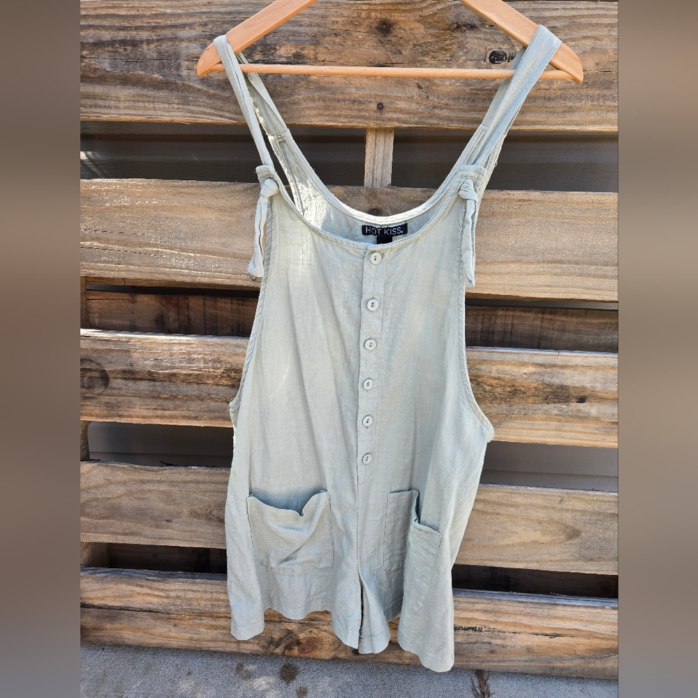 HOT KISS Light Olive Green Button-Up Jumpsuit